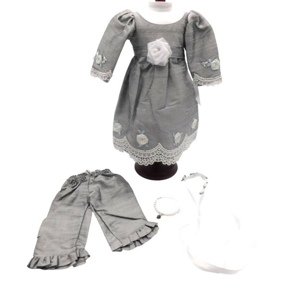 Handmade Historical Regency Era Silver Dress Set 18" Fits American Girl Dolls - Picture 1 of 8
